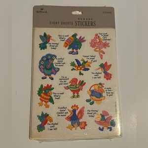 Vintage 1991 Hallmark Colorful Bird Reward Stickers
